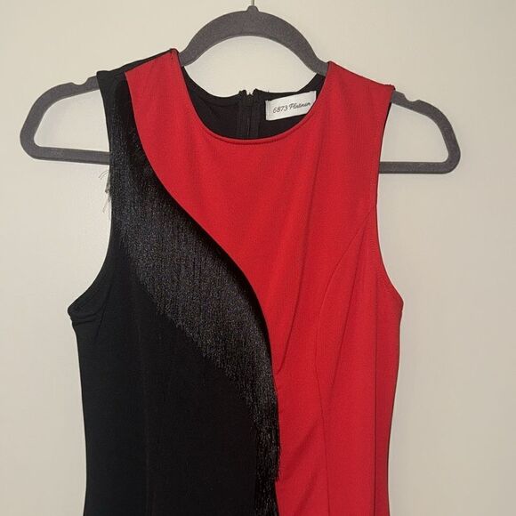 Black & Red Fringe Dress Size: S - Picture 2 of 6